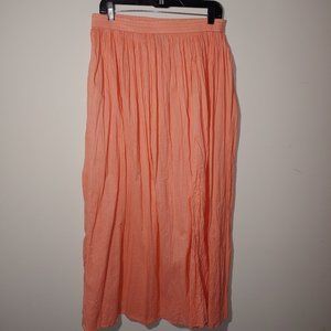 Bedford Fair Lifestyles Vintage Crinkle Maxi Skirt Size L Peach